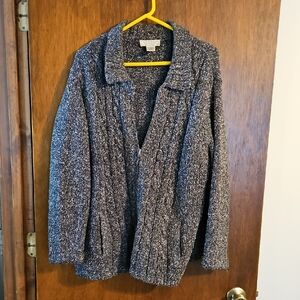 Cozy Black and White Knit Cardigan. Sz 1X,  Studio Works